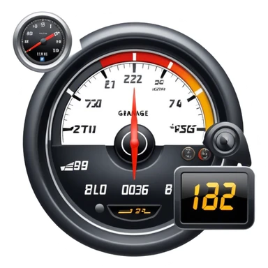 An icon showing a racing game interface, inspired by Grand Turismo. The design features a garage with a selection of high-performance cars, along with race track visuals in the background. Speedometer, lap timer, and other HUD elements add to the excitement. Transparent background sticker