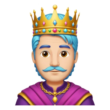 king with no bear and colorful hair sticker