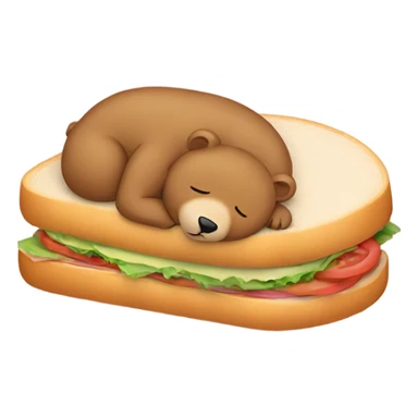 Sleeping teddy bear leaning against a sandwich  sticker