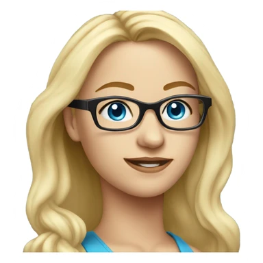 Real pretty blonde woman, blue eyes, wearing glasses - SIDE on sticker