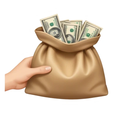 one hand holding a bag of money sticker