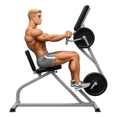 side-view bodybuilder seated weighted calf-raise machine lower leg exercise sticker
