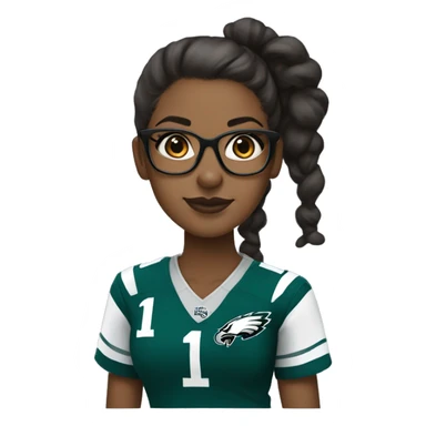 Brown skin girl with glasses and bun in Philadelphia eagles clothes sticker
