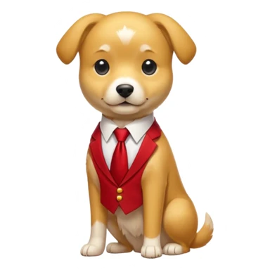golden dog with white tie,red shirt cut body sticker