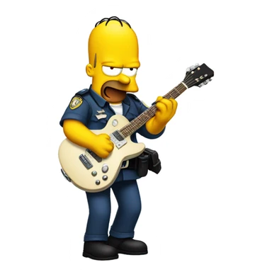 policeman Simpson plays guitar funny sticker