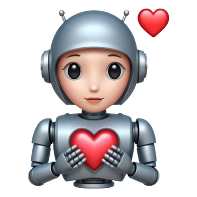 shy robot in love sticker