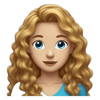 1 girl with wavy light brown long hair, blue eyes and freckles sticker