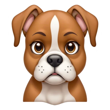 Cinematic Grumpy Fawn Boxer Portrait Emoji, Head tilted slightly with a deeply unimpressed expression, showcasing a robust fawn coat with a prominent white muzzle and chest, large, droopy brown eyes narrowed into an unamused glare, ears slightly drooping in exasperation, Simplified yet comically expressive features, highly detailed, glowing with a dry, sarcastic glow, high shine, effortlessly judgmental yet dignified, stylized with a touch of cynicism, bright but brooding, soft glowing outline, capturing the essence of an eternally unimpressed yet endearing guardian, so lifelike it feels like it could sigh heavily at you in disdain at any moment! sticker