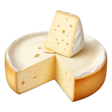cinematic-realistic-brie-cheese-emoji,-featuring-a-creamy,-soft-ripened-cheese-with-a-delicate-rind-rendered-with-lifelike-detail-and-inviting,-natural-lighting. sticker