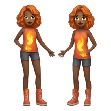 girl fire 2 legs sticker