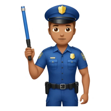 muscular male in police uniform with baton sticker