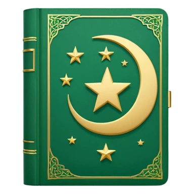Closed Quran with the Islamic Symbol on it (moon and star) green and only 1 star sticker