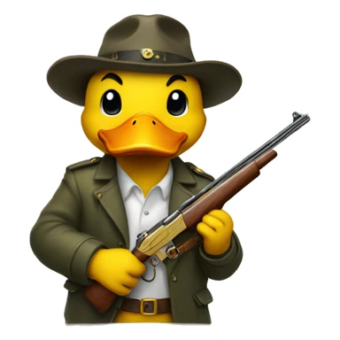 yellow duck holding a golden shotgun sticker