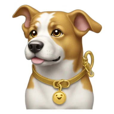 dog with a leash of gold sticker