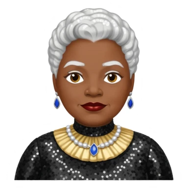 Mary McLeod Bethune with white hair, black sequin outfit  sticker