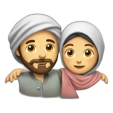 guy with beard hugging woman with headscarf sticker