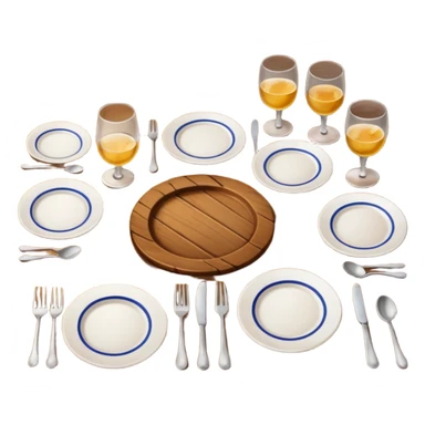 dirty table with empty plates and glasses sticker