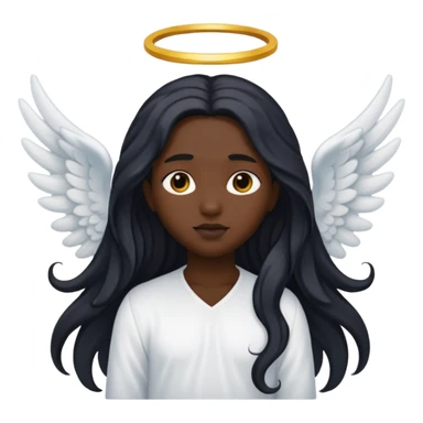 angel with black skin, long hair sticker