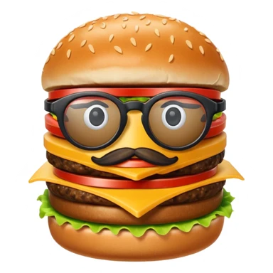una hamburguesa con gafas y animado sticker