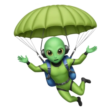 Skydiving alien with parachute and UFO sticker