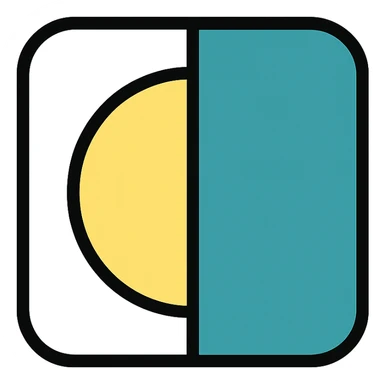 icon for 'in contrast' with two opposing shapes or colors sticker