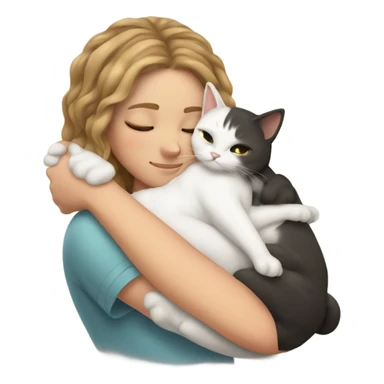 White Girl cuddling with cat  sticker