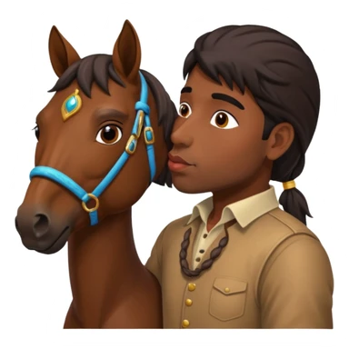 indian man kissing a horse sticker