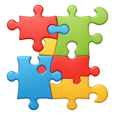 ERP emoji symbolizing business integration with puzzle pieces and network nodes sticker