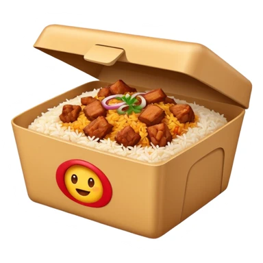i want an emoji of biriyani in a food delivery box sticker