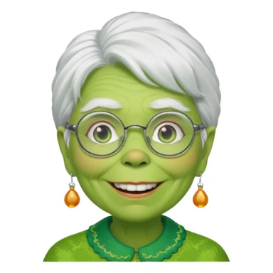 Grinch grand mother with white hair and with glasses sticker