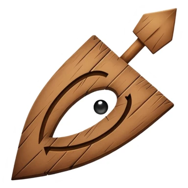 Bent brown arrow with a sad face sticker