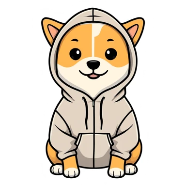 Dog wearing a hoodie sticker