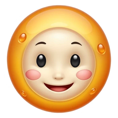 Cute, smiling, glowing stem cell with small protrusions. White background. sticker