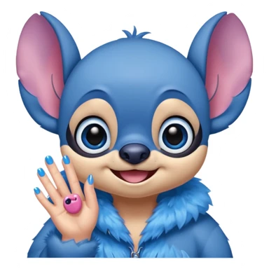 Stitch with girly nails sticker