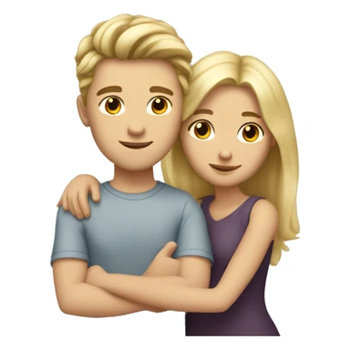 white boy with brunetter hair and girl with blonde hair cuddling  sticker
