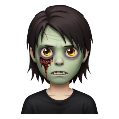 boy zombie with darkish brown long hair emo sticker