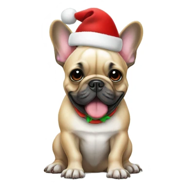 French bulldog with Christmas hat sticker