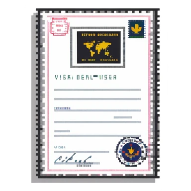 Visa document with official stamp sticker