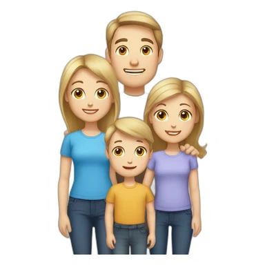 Father (caucasian brown hair), mother (caucasian blond hair blue eyes), and five babies. sticker