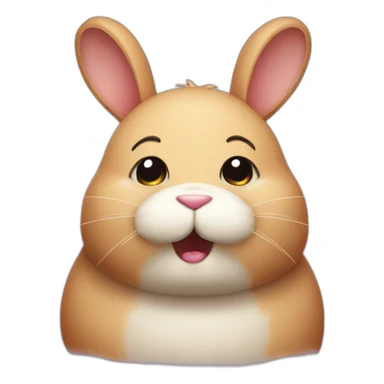 fat cute rabbit with a beard sticker