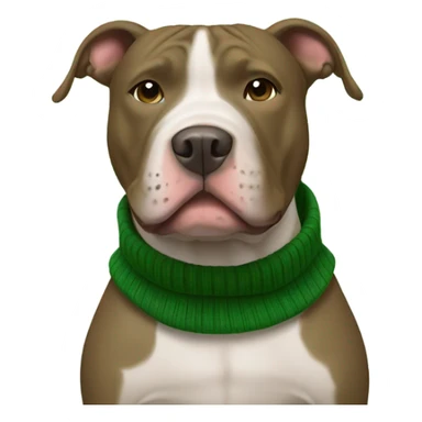 Pit bull Dog wearing a green turtleneck sweater sticker