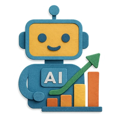 AI data-analysis assistant, modern, friendly, tech-inspired, suitable for an app icon, paper craft style sticker