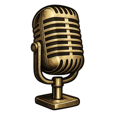vintage style microphone icon, classic 1950s look, metallic details sticker