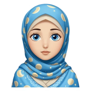 Turkish beautiful finish Konya girl blue eyes with moon patterned hijab dress and watching the moonlight sky on the ground  sticker