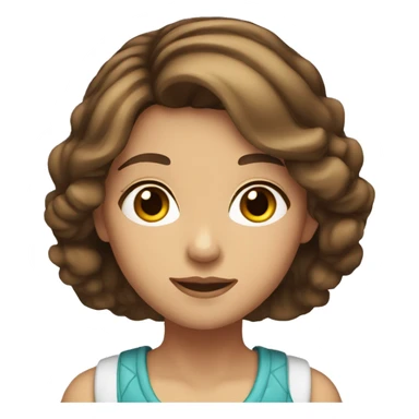 Girl with chin length brown hair with highlights and she has brown eyes sticker