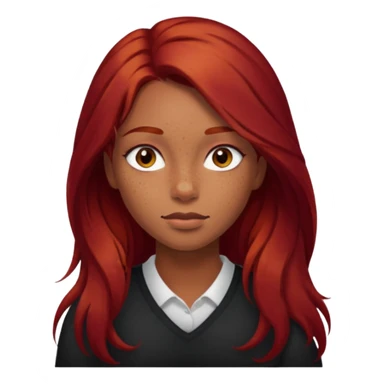 Girl with light brown skin and dark long red hair sticker