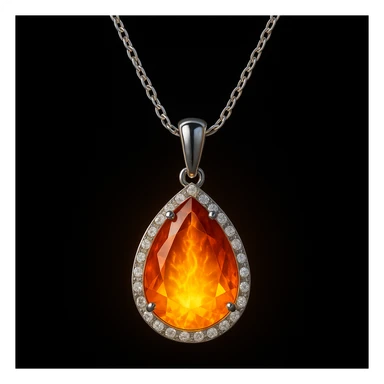 Add a yellow fiery light to the teardrop ruby pendant, representing transformation and rebirth sticker