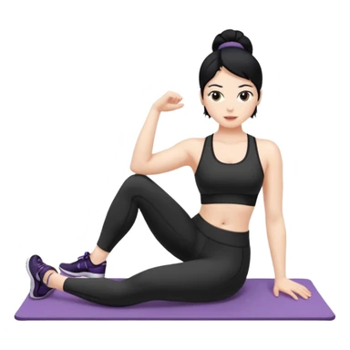 Chica de piel blanca y pelo negro haciendo pilates sticker