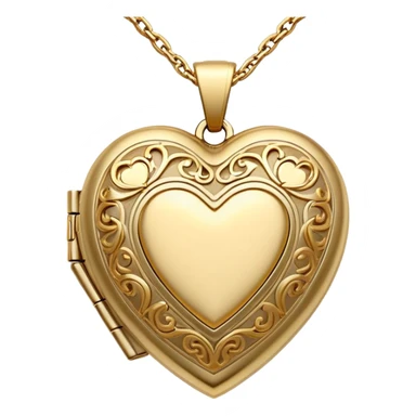 Dainty gold heart locket necklace with detailed designs  sticker