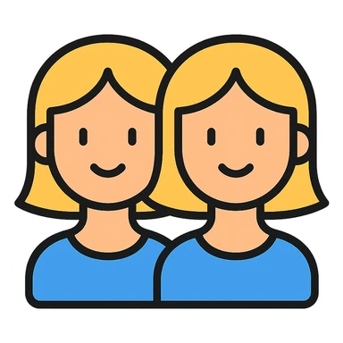 color outline icon of gemini twins, clean lines sticker